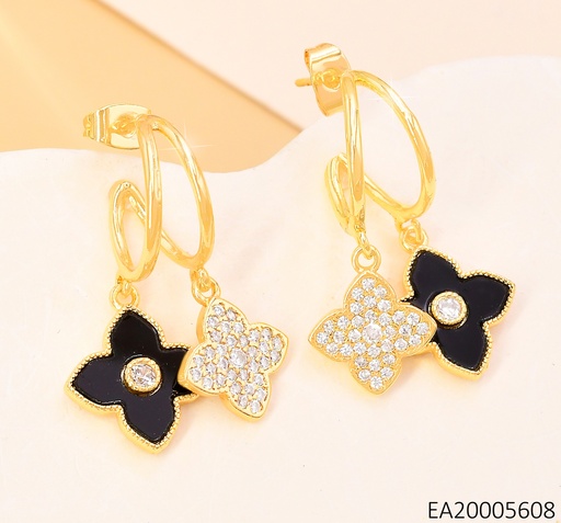 [EA20005608] ARETES DOBLE "CC" VAN CLEEF ZIRC/NEGRO EE4078-9