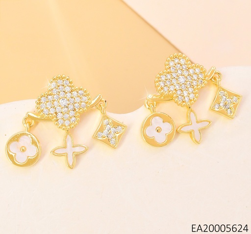 [EA20005624] ARETES VAN CLEEF ZIRC-BARRA HORIZ.C/3 DIJES NACAR EE4155-9