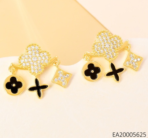 [EA20005625] ARETES VAN CLEEF ZIRC-BARRA HORIZ.C/3 DIJES NEGROS EE4156-9