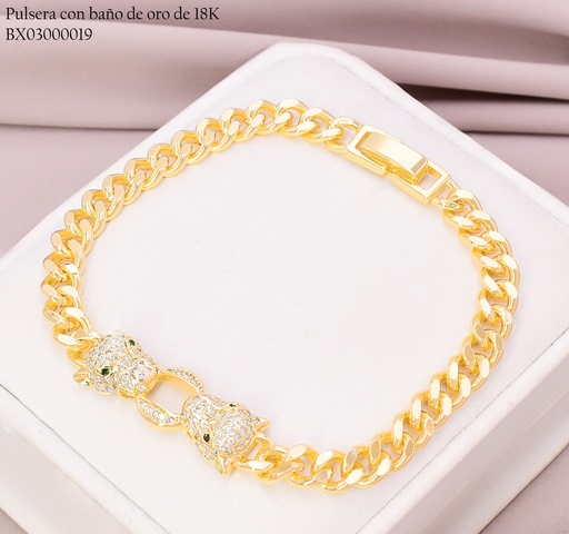 [BX03000019] PULSERA BAÑO DE ORO 18K. XUPING MARTILLADA CENTRO 2 🐯ZIRC,Z226
