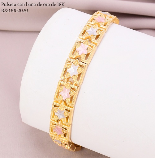 [BX03000020] PULSERA BAÑO DE ORO 18K. XUPING ESLAB.CUADROS COL.Z312