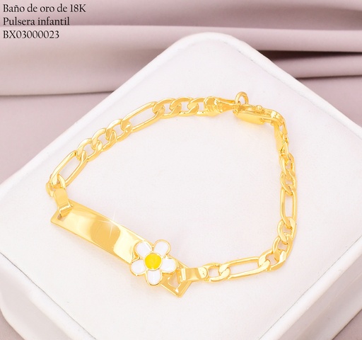 [BX03000023] PULSERA BAÑO DE ORO 18K. XUPING C/PLACA-FLOR🌼 Z485