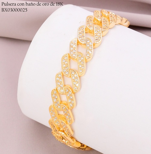 [BX03000025] PULSERA BAÑO DE ORO 18K. XUPING MARTILLADA ZIRC.N6022