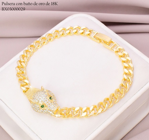[BX03000029] PULSERA BAÑO DE ORO 18K. XUPING MART.🐯ZIRC.CENTRO Z224