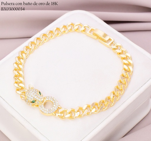 [BX03000034] PULSERA BAÑO DE ORO 18K. XUPING MARTILL.🐯ZIRC.-CIRC.ZIRC.Z320