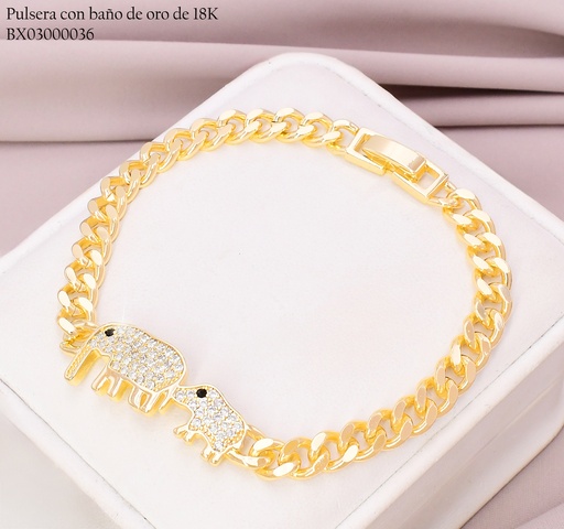 [BX03000036] PULSERA BAÑO DE ORO 18K. XUPING MARTILL.🐘 🐘ZIRC.Z250