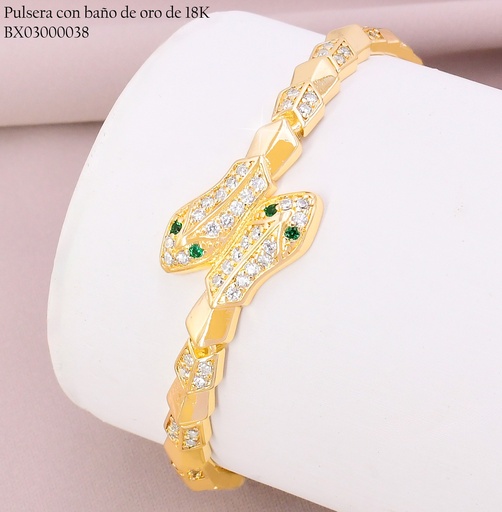 [BX03000038] PULSERA BAÑO DE ORO 18K. XUPING SERPIENTE ZIRC.Z318