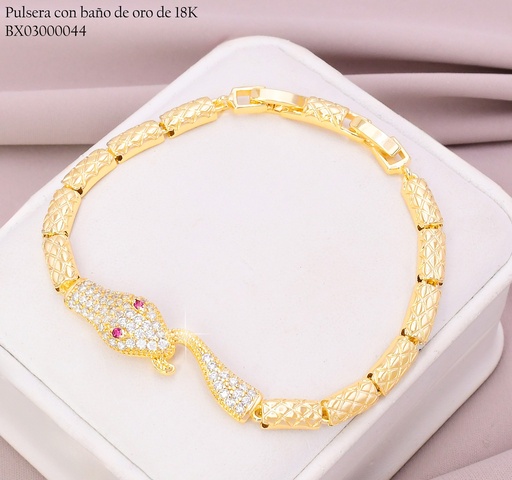 [BX03000044] PULSERA BAÑO DE ORO 18K. XUPING SERPIENTE ZIRC,Z249