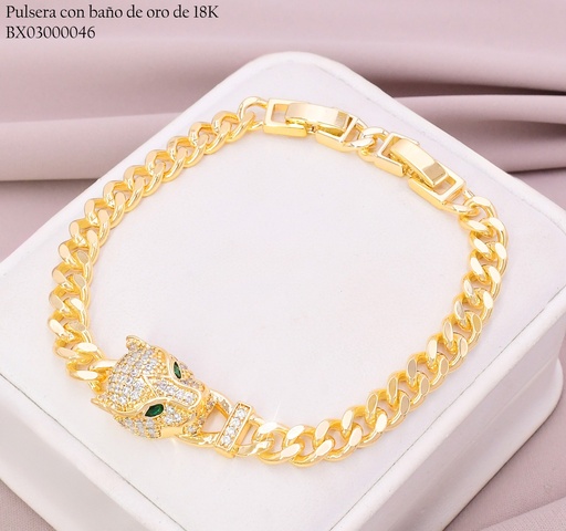 [BX03000046] PULSERA BAÑO DE ORO 18K. XUPING 🐯ZIRC.MORDIENDO ARO ZZ321