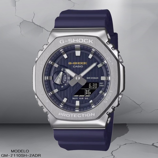 [GM-2110SH-2ADR] RELOJ CASIO G-SHOCK ANALOGO GM-2110SH-2ADR RESINA NEGRO