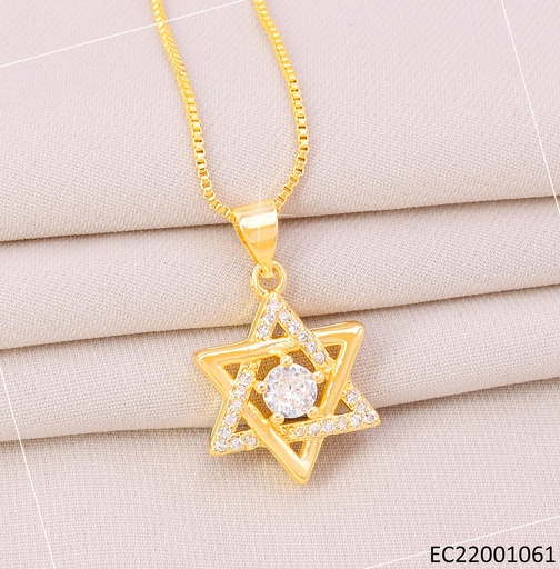 [EC22001061] CADENA DORADA ESTRELLA DE DAVID ZIRC. CENTRO G240-766