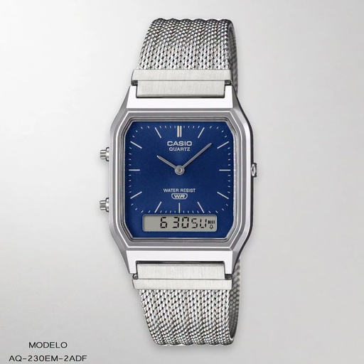 [AQ-230EM-2ADF] RELOJ CASIO ANA-DIG AQ-230EM-2ADF METAL PLAT.