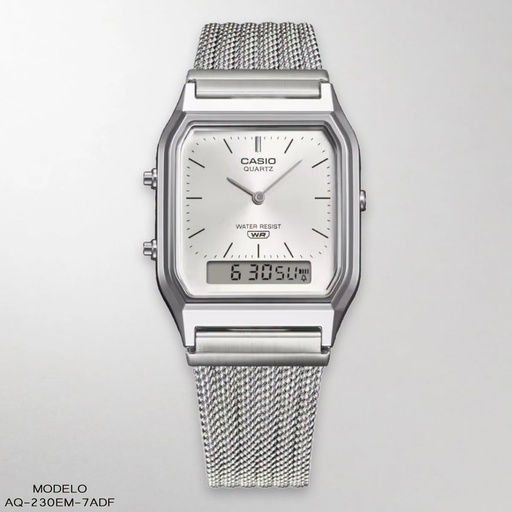 [AQ-230EM-7ADF] RELOJ CASIO ANA-DIG AQ-230EM-7ADF METAL PLAT.