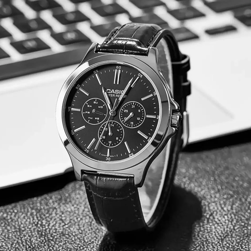 [MTP-V300L-1AUDF] RELOJ CASIO ANALOGO MTP-V300L-1AUDF CUERO NEGRO