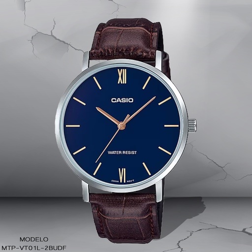 [MTP-VT01L-2BUDF] RELOJ CASIO ANALOGO MTP-VT01L-2BUDF CUERO CAFE
