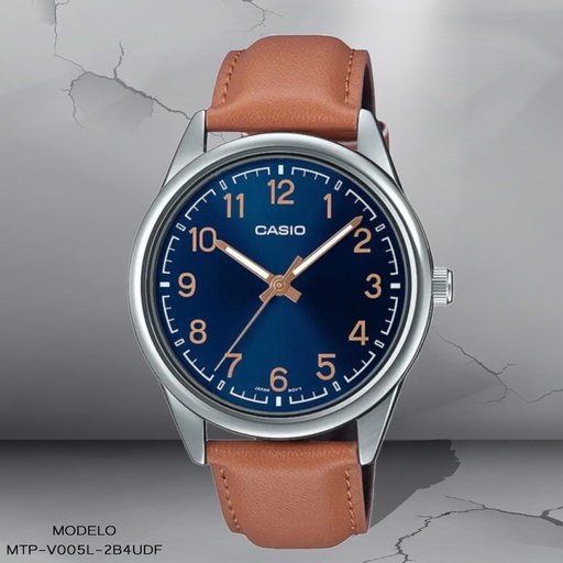 [MTP-V005L-2B4UDF] RELOJ CASIO ANALOGO MTP-V005L-2B4UDF CUERO CAFE