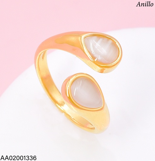 [AA02001336] ANILLO AJUSTABLE C/2 GOTAS BLANCAS RA588-45 012026