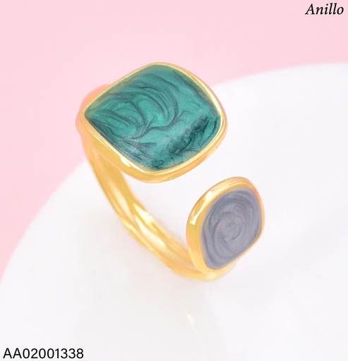 [AA02001338] ANILLO AJUSTABLE C/2 CUADROS  VERDE/CELESTE RA771-45 012026