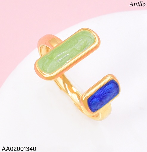 [AA02001340] ANILLO AJUSTABLE C/2 RECTANGULOS VERDE/AZUL RA773-45 012026