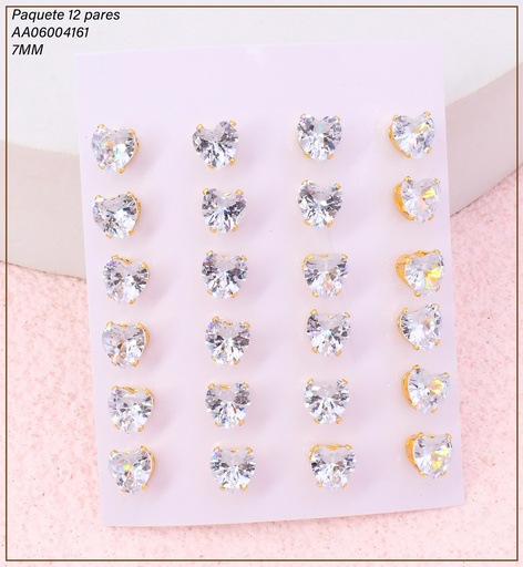 [AA06004161] PAQ. 12 ARETES ZIRC. CORAZON CRISTAL 7MM EA1376-216 012026 (TCC)