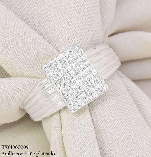 [BX01000009] ANILLO BAÑO PLATEADO RECT. ZIRC. RE364-428 012026 XUPING
