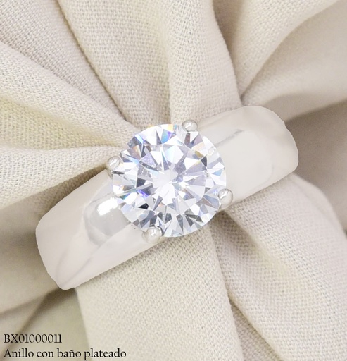 [BX01000011] ANILLO BAÑO PLATEADO ZIRC. RD. RE366-428 012026 XUPING