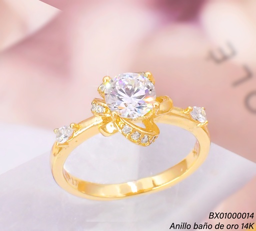 [BX01000014] ANILLO BAÑO DE ORO 14K. XUPING FLOR ZIRC. RE370-428 012026