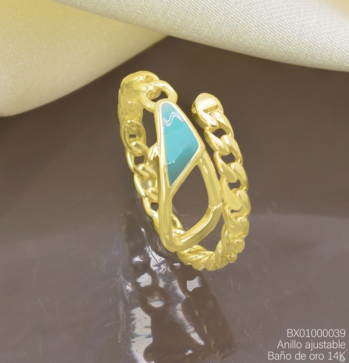 [BX01000039] ANILLO BAÑO DE ORO 14K. XUPING CADENA/CAND. CELESTE RE398-428 012026