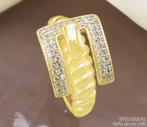 [BX01000042] ANILLO BAÑO DE ORO 14K. XUPING FAJA/ZIRC. RE401-428 012026