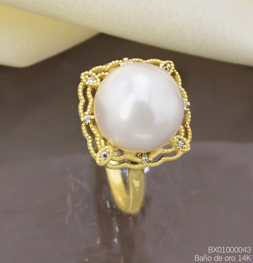 [BX01000043] ANILLO BAÑO DE ORO 14K. XUPING PERLA/ZIRC. RE402-428 012026
