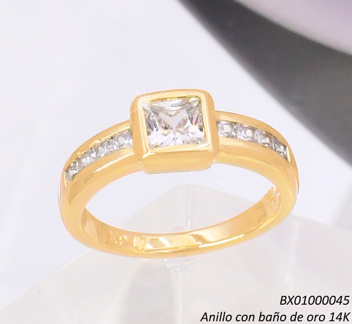 [BX01000045] ANILLO BAÑO DE ORO 14K. XUPING ZIRC. CUADRO RE406-428 012026