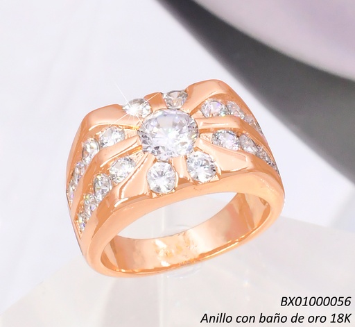 [BX01000056] ANILLO BAÑO DE ORO 18K. XUPING ANCHO FLOR ZIRC. RE418-427 012026