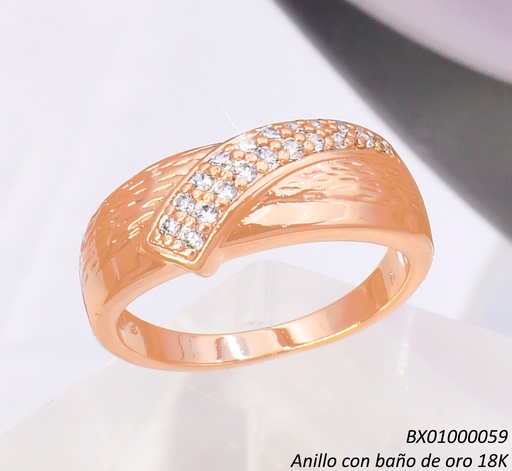 [BX01000059] ANILLO BAÑO DE ORO 18K. XUPING LINEA DIAGONAL ZIRC. RE421-427 012026