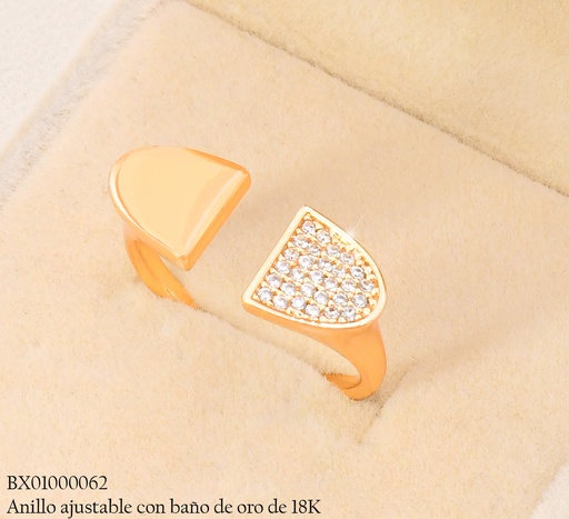 [BX01000062] ANILLO BAÑO DE ORO 18K. XUPING OV. SEMI ABIERTO ZIRC. OV RE426-427 012026