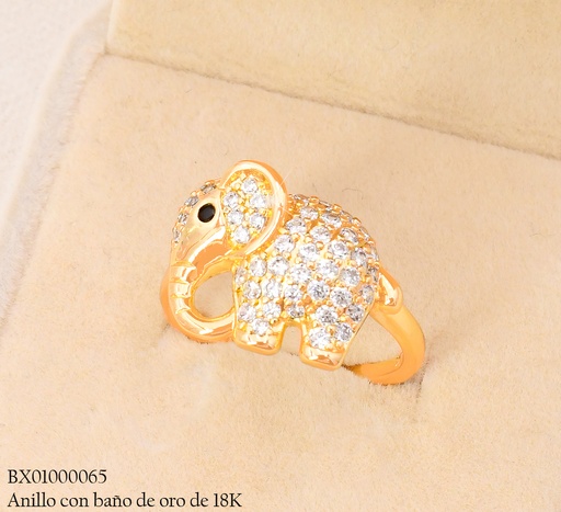 [BX01000065] ANILLO BAÑO DE ORO 18K. XUPING ELEFANTE/ZIRC. RE429-427 012026