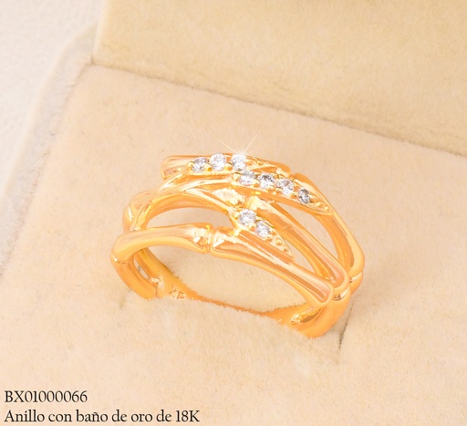 [BX01000066] ANILLO BAÑO DE ORO 18K. XUPING ESPIGAS/ZIRC. RE430-427 012026