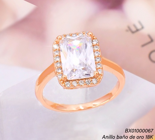 [BX01000067] ANILLO BAÑO DE ORO 18K. XUPING RECT. ZIRC.  RE431-427 012026