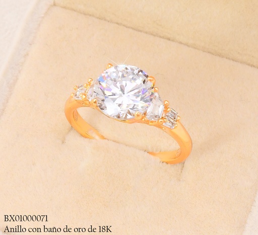 [BX01000071] ANILLO BAÑO DE ORO 18K. XUPING ZIRC RD/ZIRC. RECT RE436-427 012026