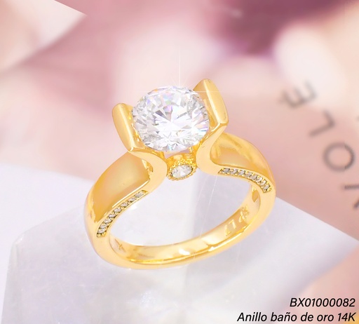 [BX01000082] ANILLO BAÑO DE ORO 14K. XUPING RD/ZIRC. RE473-428 012026