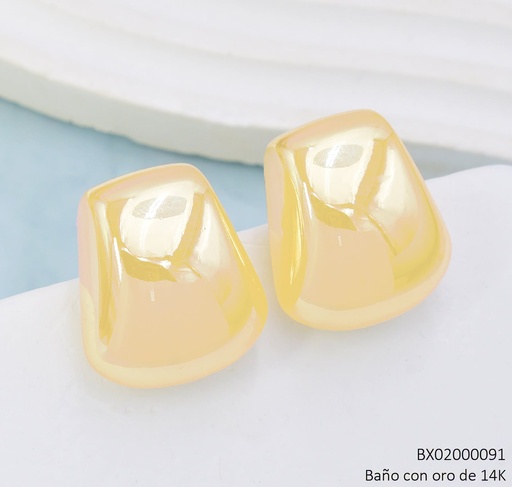 [BX02000091] ARETES BAÑO DE ORO 14K. XUPING "C" IRREG. EE5266-427 012026