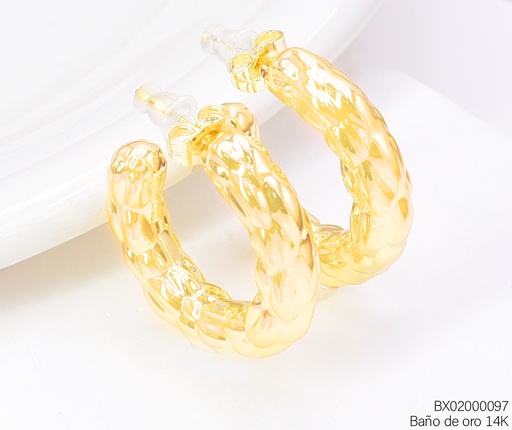 [BX02000097] ARETES BAÑO DE ORO 14K. XUPING "C" GRAB. EE5272-427 012026