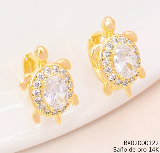 [BX02000122] ARETES BAÑO DE ORO 14K. XUPING TORTUGA ZIRC. EE5297-427 012026