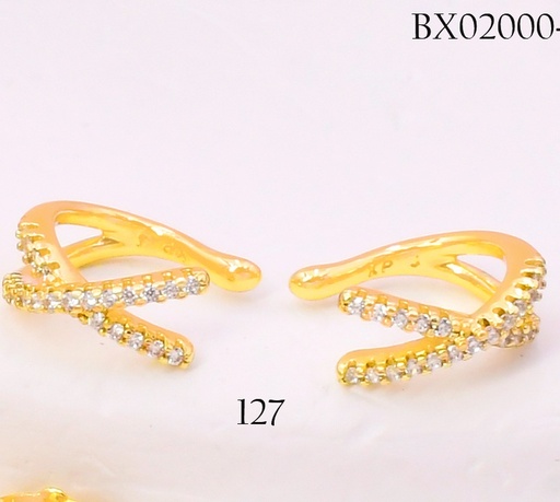[BX02000127] ARETES HUGGIES BAÑO DE ORO 14K. XUPING "X" ZIRC. EE5302-427 012026