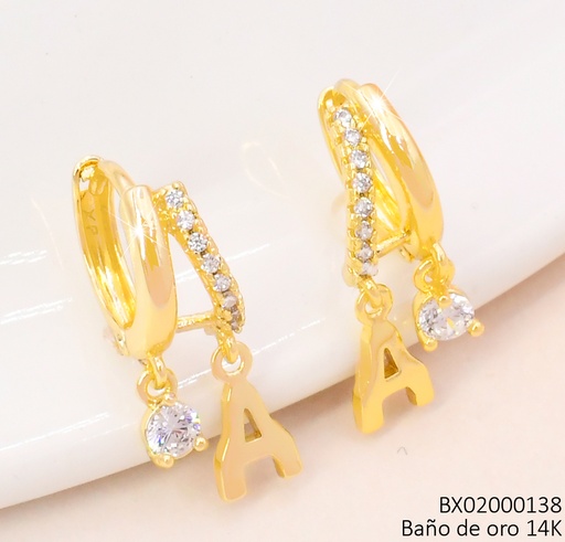 [BX02000138] ARETES BAÑO DE ORO 14K. XUPING "A" LINEA ZIRC. EE5313-427 012026