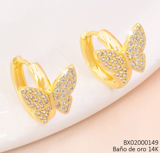 [BX02000149] ARETES BAÑO DE ORO 14K. XUPING "C" ZIRC. MARIPOSA EE5324-427 012026