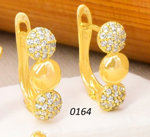 [BX02000164] ARETES HUGGIES BAÑO DE ORO 14K. XUPING RD. ZIRC. EE5340-427 012026