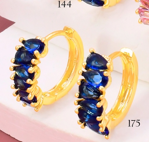 [BX02000175] ARETES BAÑO DE ORO 14K. XUPING "C" ZIRC. GOTA AZUL  EE5351-427 012026