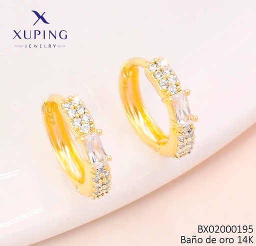 [BX02000195] ARETES BAÑO DE ORO 14K. XUPING "C" LINEA ZIRC. EE5373-428 012026