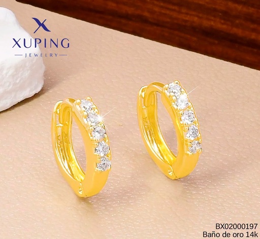 [BX02000197] ARETES BAÑO DE ORO 14K. XUPING HUGGIES LINEA ZIRC. EE5375-428 012026