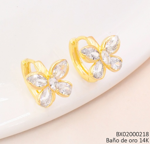 [BX02000218] ARETES BAÑO DE ORO 14K. XUPING "C" ZIRC. MARIPOSA EE5398-428 012026